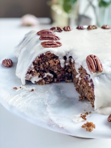 Vegan carrot cake with cream cheese frosting