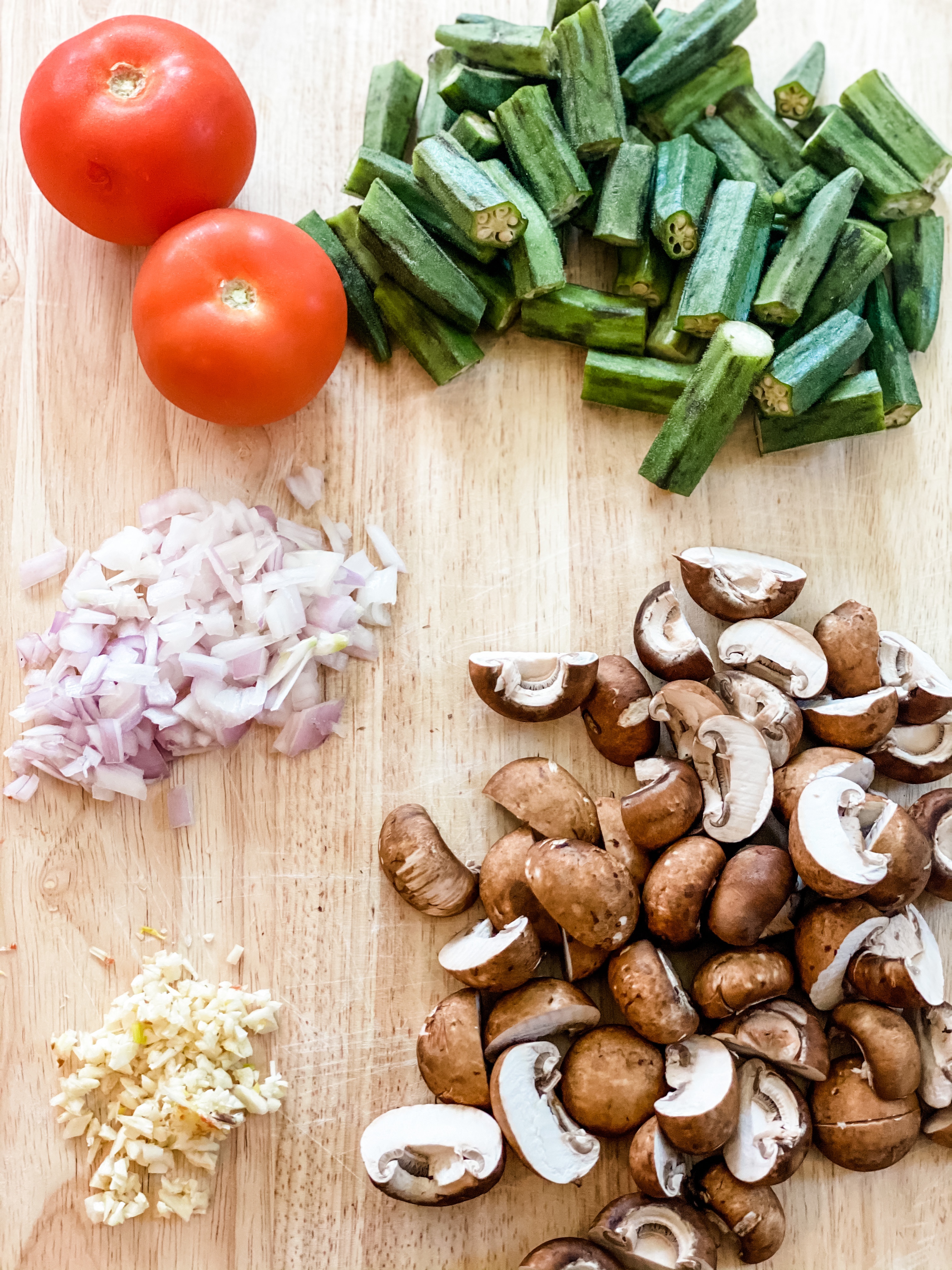 Cut Okra and Mushrooms