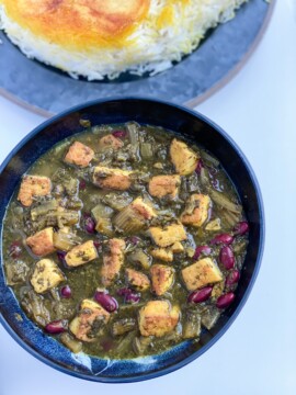 Plant-based, Iranian Khoresh Karafs with Tofu, Persian Celery Stew, Vegan