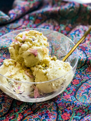 Vegan, plant-based, Iranian Persian Ice Cream Bastani, dairy-free, dessert
