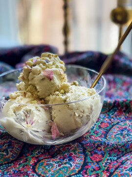 Vegan, plant-based, Iranian Persian Ice Cream Bastani, dairy-free, dessert