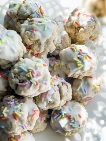 Vegan, frosted sprinkle cookies