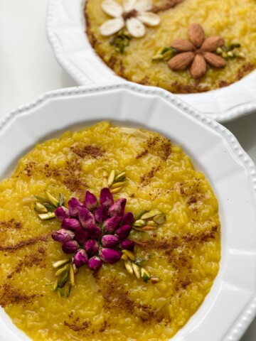 Vegan Persian Iranian Rice Pudding (Sholeh Zard)