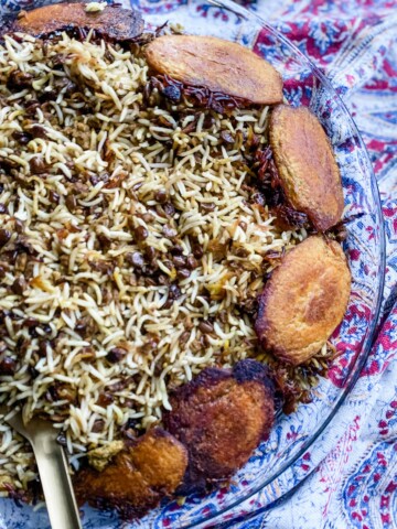 Vegan Adas Polo, lentil rice