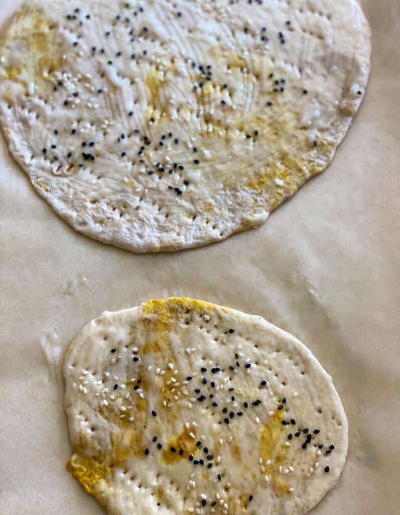 Persian Bread with onion, turmeric and sesame seeds