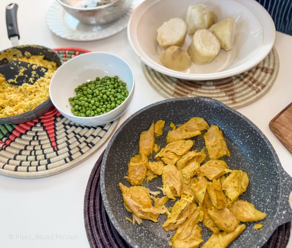 Cooked Ingredients for Salad Olivieh