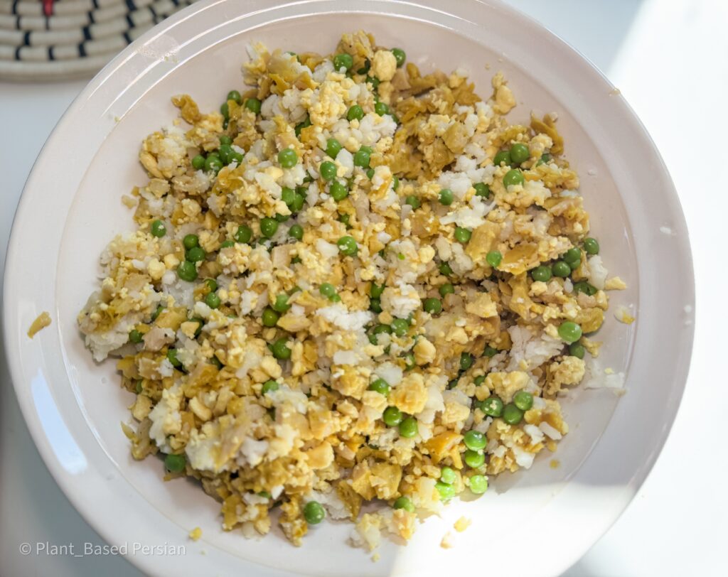 Combined ingredients for Salad Olivieh