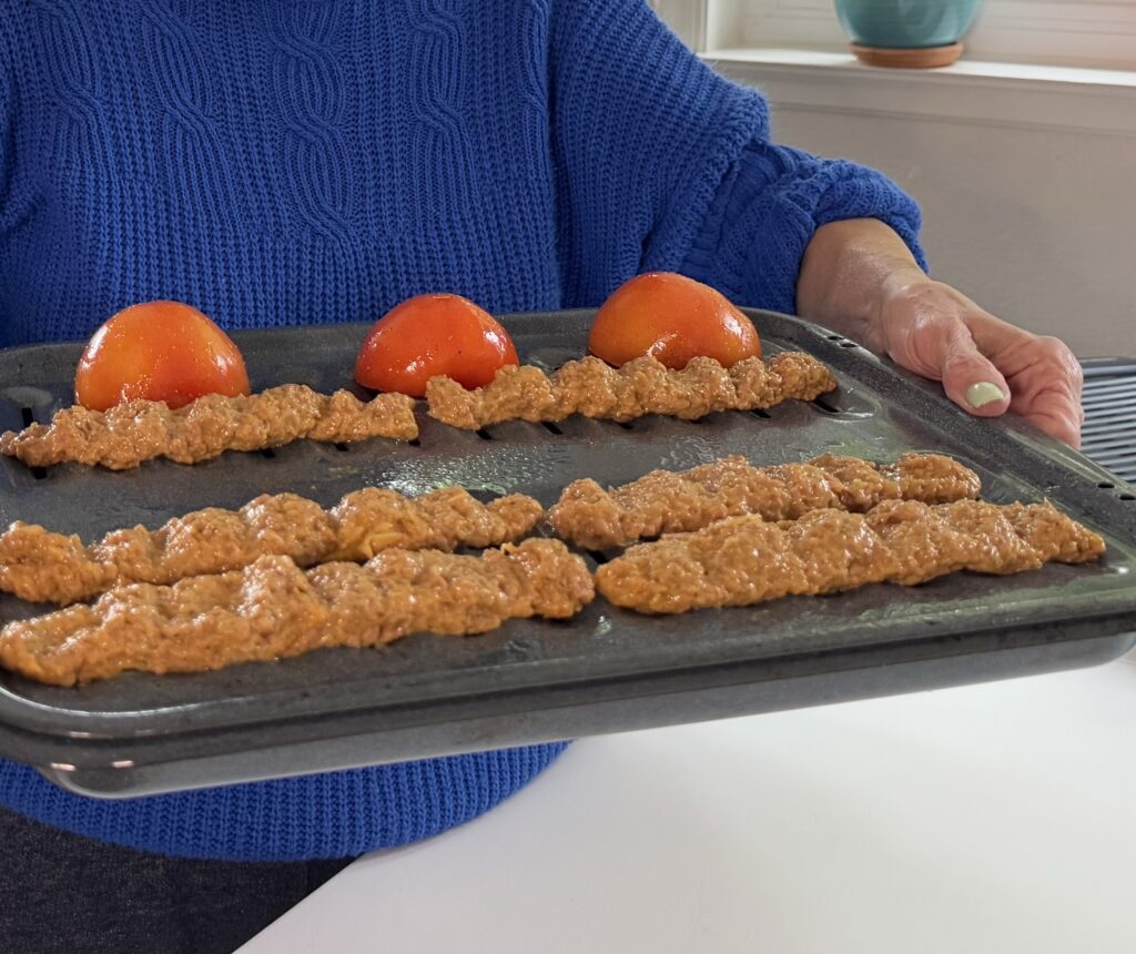 grilled vegan kabob and tomatoes 