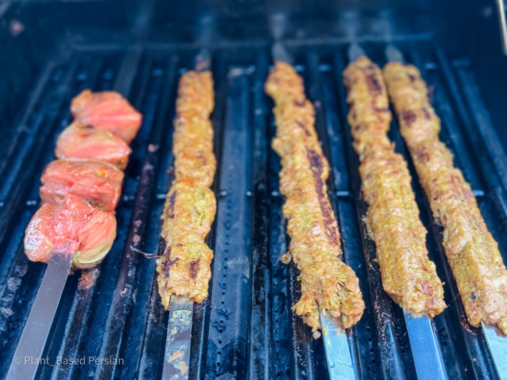 Vegan kabob on the grill 