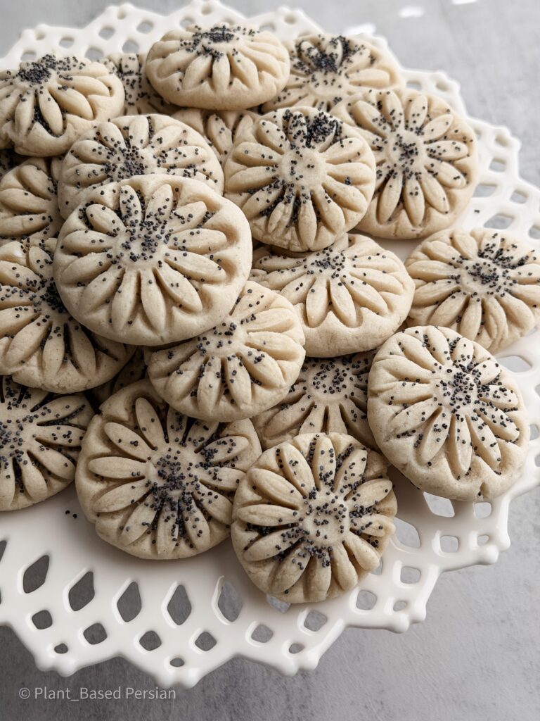 vegan persian rice cookies called nan-e-berenji 